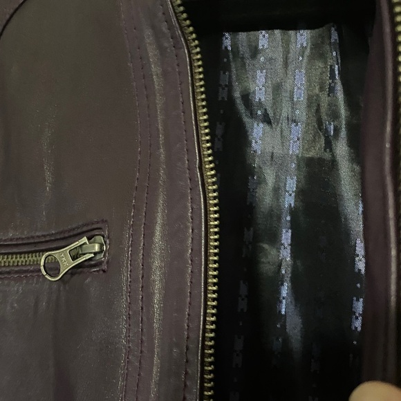 EAST INDIA LEATHER CO WO SIZE XL Purple Leather Jacket with Zipper Details EUC - Picture 9 of 11